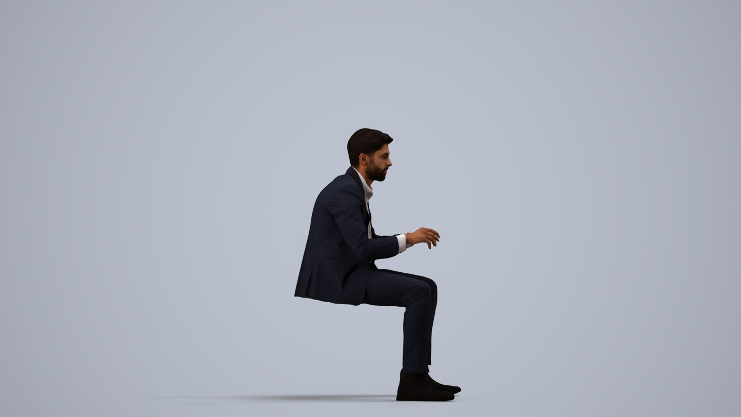 scanned 3D man business, photogrammetry people for Enscape and V-Ray, side view render