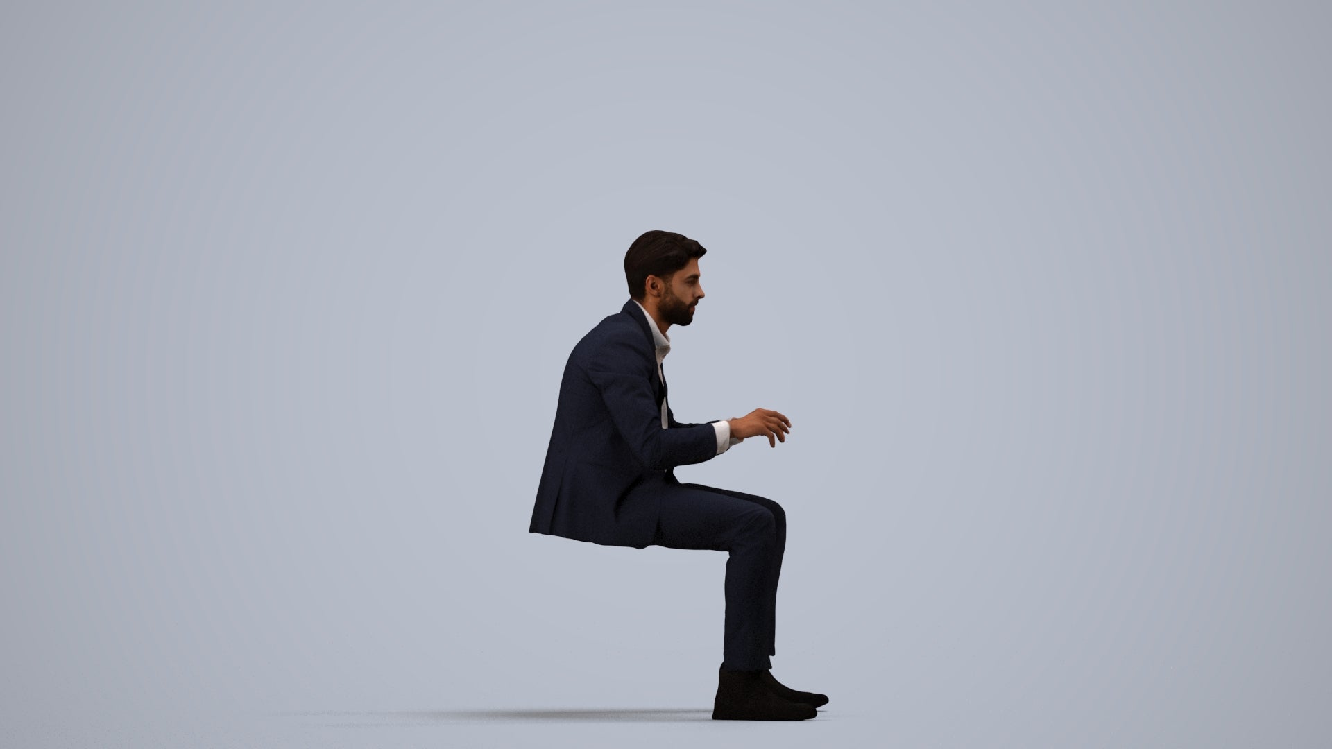 scanned 3D man business, photogrammetry people for Enscape and V-Ray, side view render