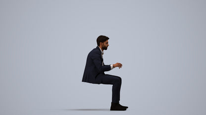 scanned 3D man business, photogrammetry people for Enscape and V-Ray, side view render