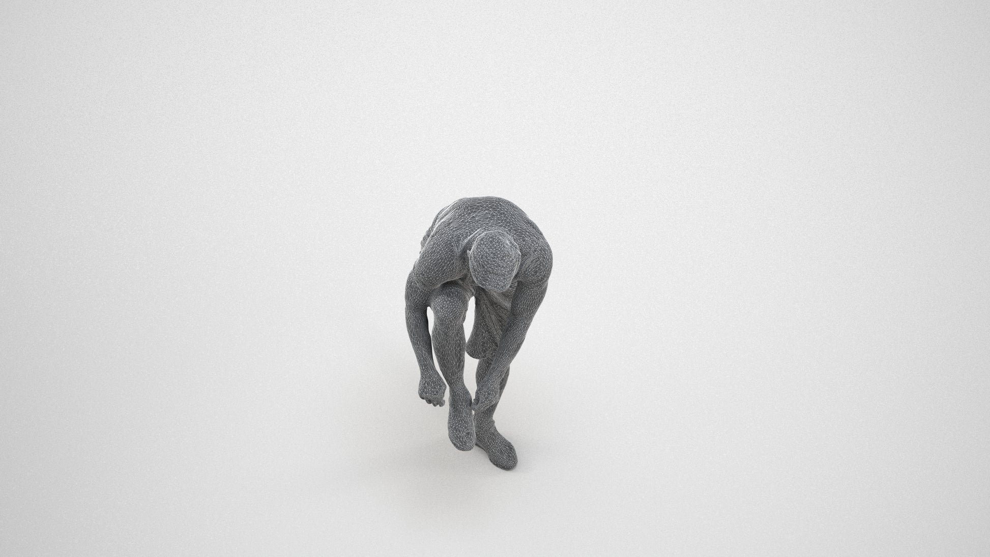 realistic 3D human man sport, archviz people FBX OBJ for Blender, wireframe three-quarter view