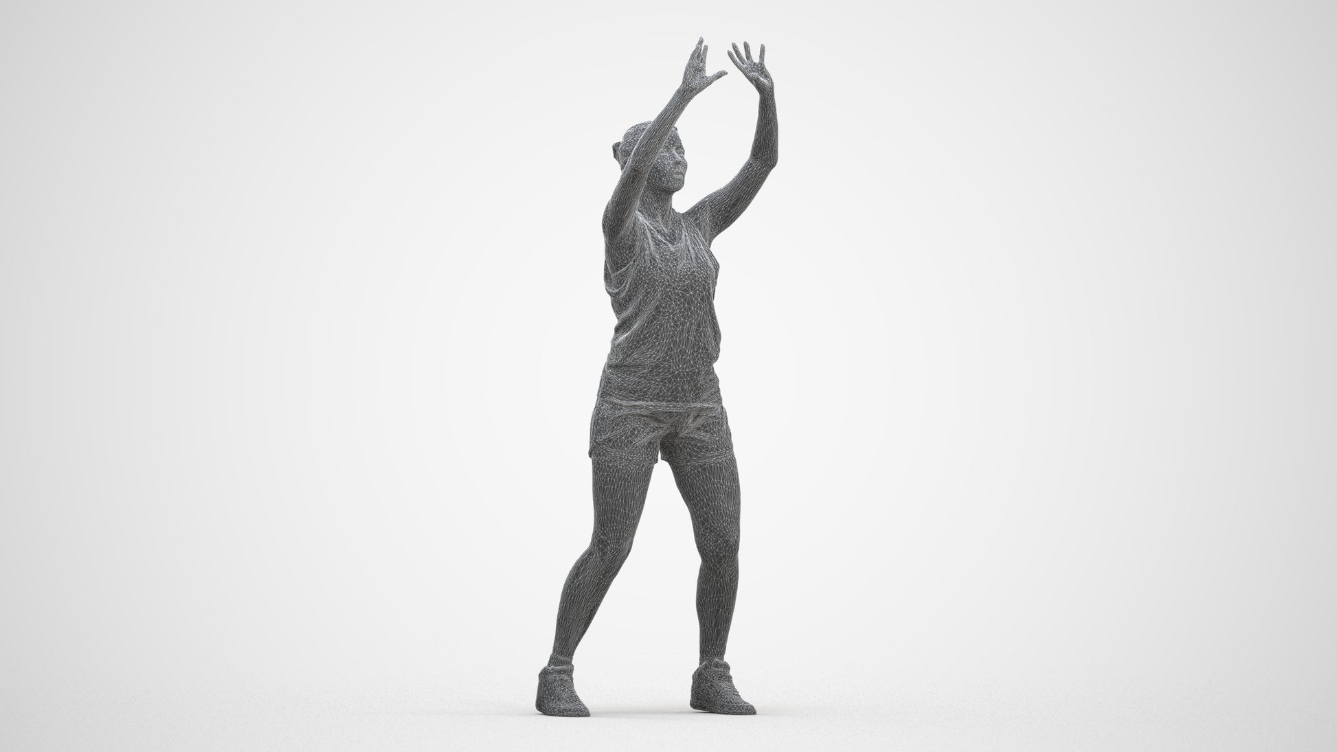 realistic 3D woman sport, scanned archviz people for Blender and 3ds Max, three-quarter front view render