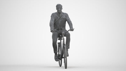 realistic 3D man casual cycling, scanned archviz people for Blender and 3ds Max, three-quarter front view render