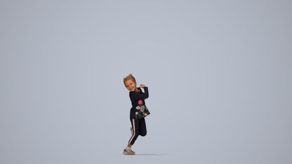 3D scanned girl kids casual, photorealistic archviz people for Enscape and SketchUp, top-down view render