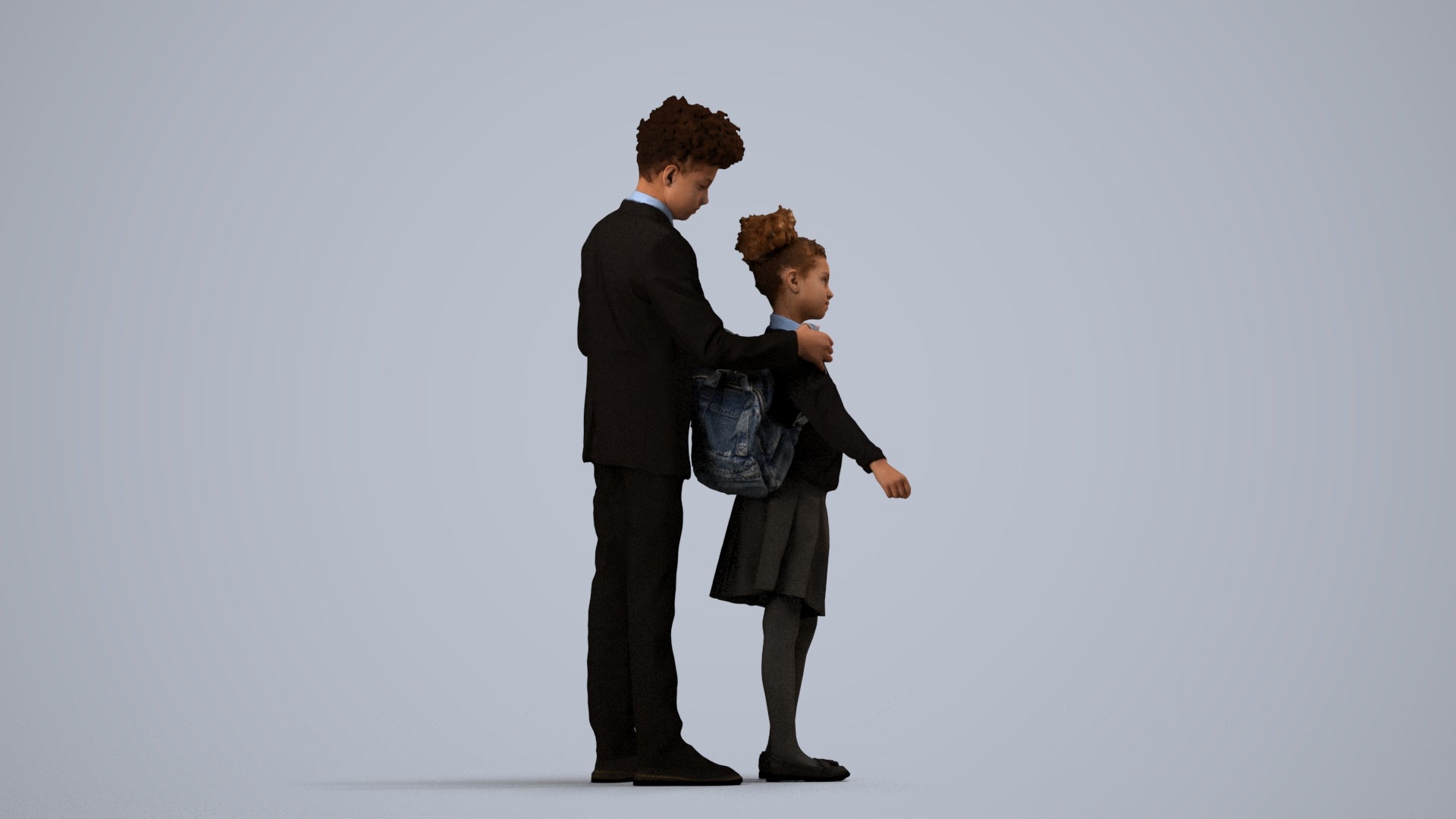 photogrammetry 3D girl kids, realistic human model archviz FBX, side view render