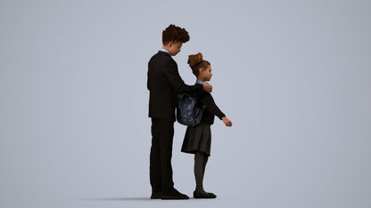 photogrammetry 3D girl kids, realistic human model archviz FBX, side view render
