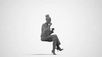 realistic 3D human woman business, archviz people FBX OBJ for Blender, wireframe side view