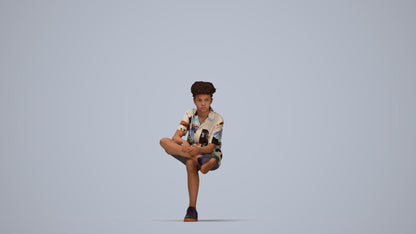 scanned 3D boy casual kids, photogrammetry people for Enscape and V-Ray, top-down view render