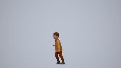 photogrammetry 3D boy casual kids, realistic human model archviz FBX, top-down view render