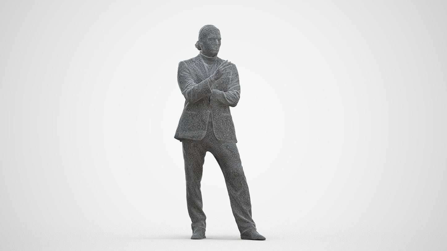 scanned 3D man business, photogrammetry people for Enscape and V-Ray, three-quarter front view render