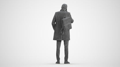 3D scanned man business, photorealistic archviz people for Enscape and SketchUp, wireframe front view