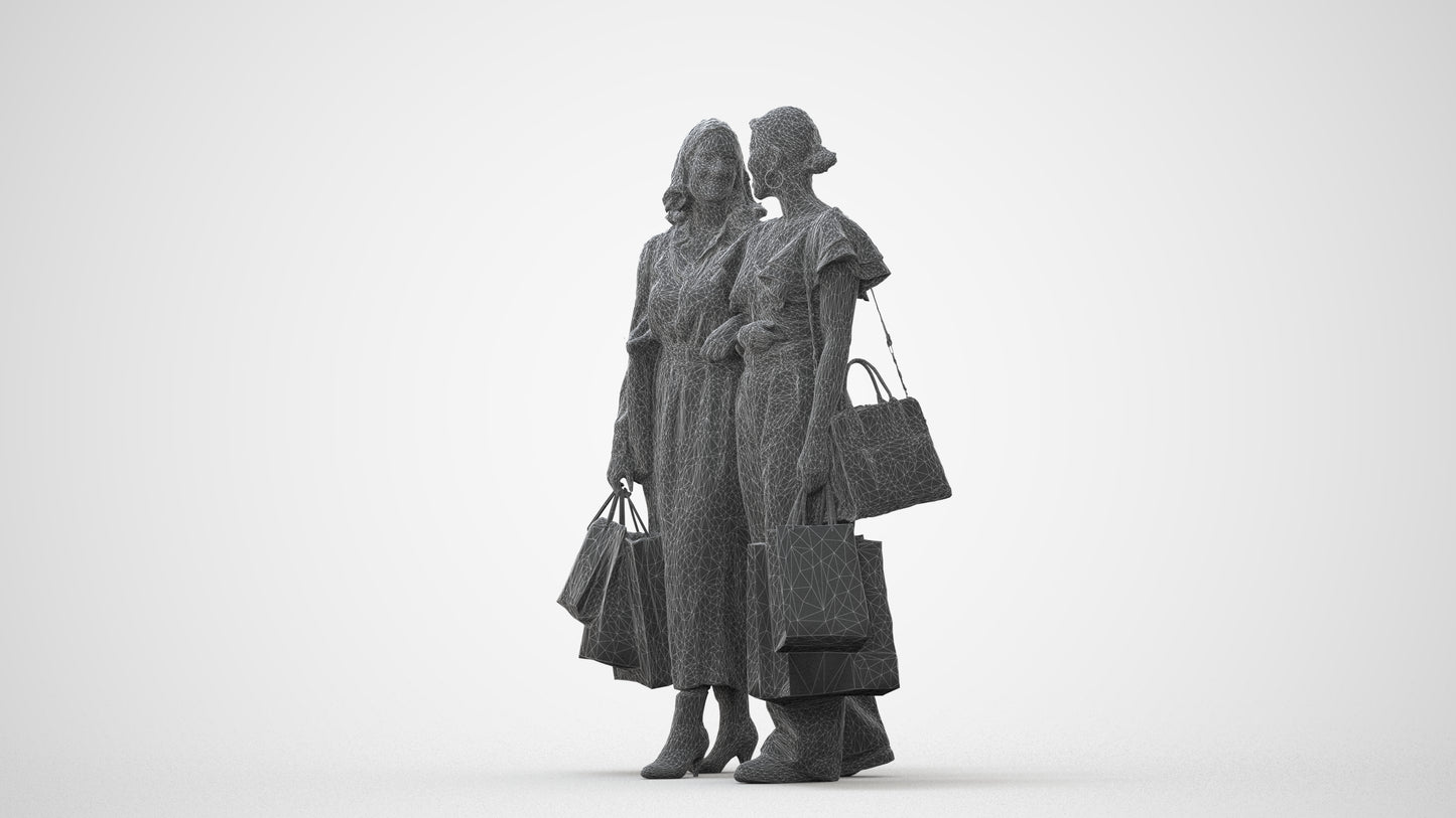 realistic 3D human woman shopping, archviz people FBX OBJ for Blender, square thumbnail
