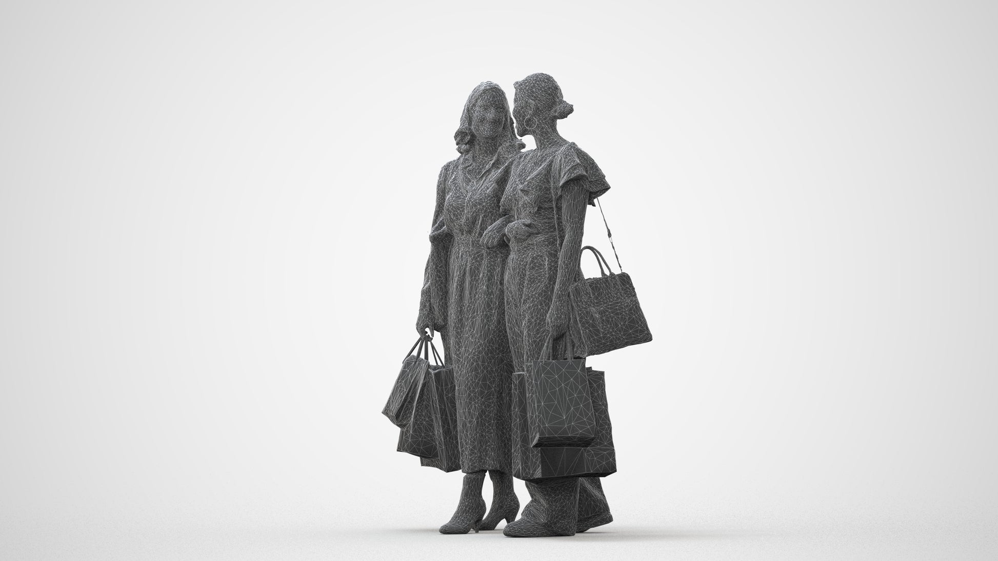 realistic 3D human woman shopping, archviz people FBX OBJ for Blender, square thumbnail
