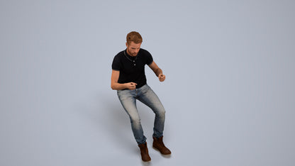 realistic 3D human man casual driving, archviz people FBX OBJ for Blender, back view render
