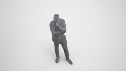 3D people model man business, scanned human for 3ds Max rendering, wireframe three-quarter view