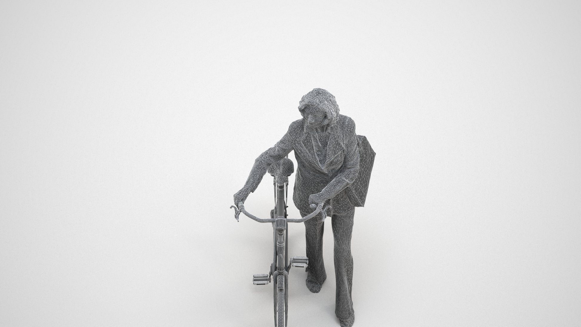 3D scanned senior woman cycling business, photorealistic archviz people for Enscape and SketchUp
