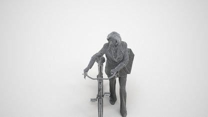 3D scanned senior woman cycling business, photorealistic archviz people for Enscape and SketchUp