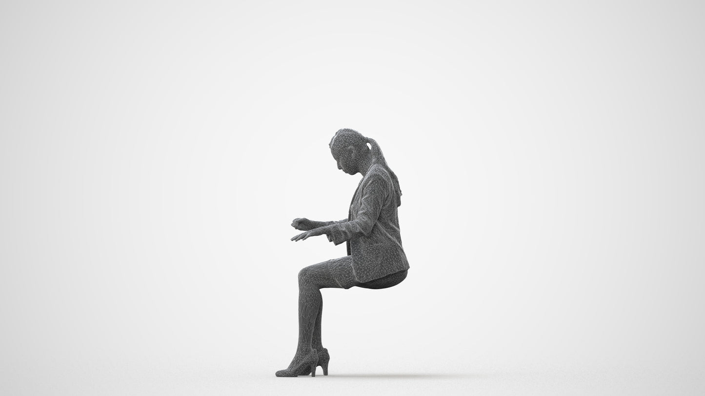 3D human model woman business, photogrammetry scanned person for archviz, square thumbnail