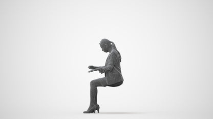 3D human model woman business, photogrammetry scanned person for archviz, square thumbnail