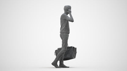 photogrammetry 3D man casual standing, realistic human model archviz FBX, wireframe side view