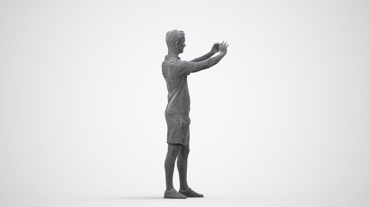 realistic 3D people man casual standing, render-ready for V-Ray and Corona, FBX OBJ, wireframe side view