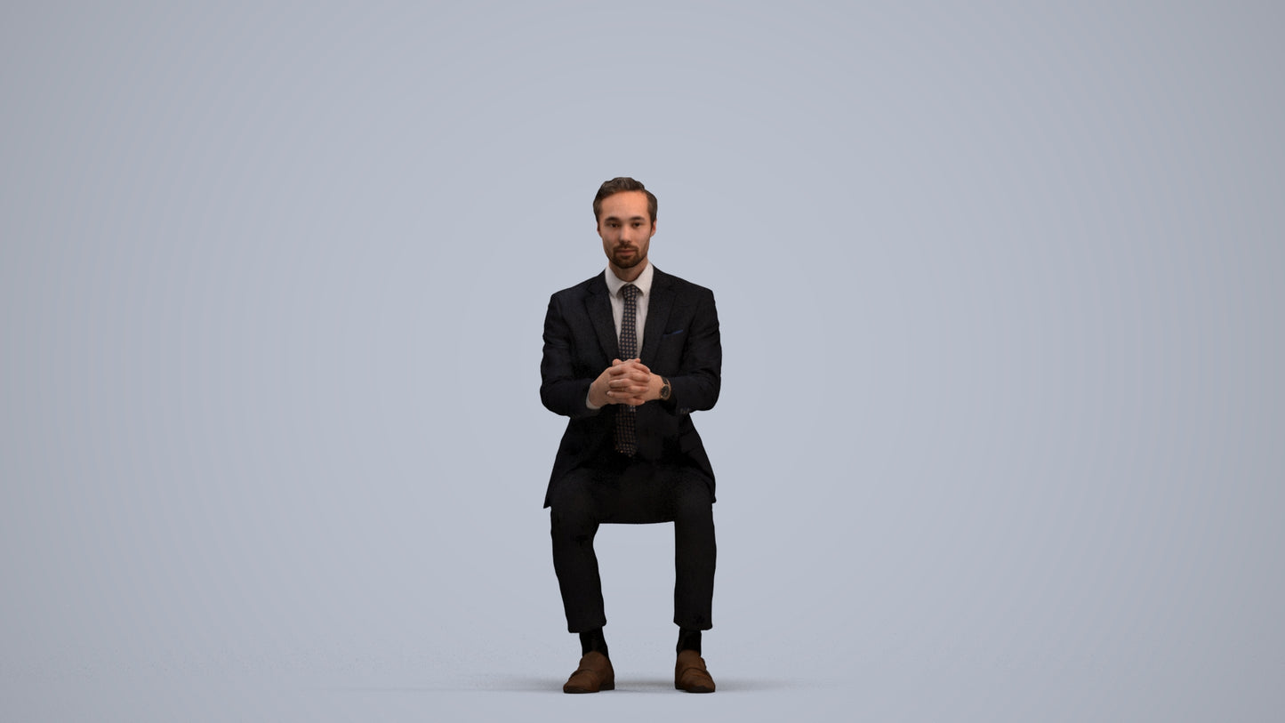 photogrammetry 3D man formal business, realistic human model archviz FBX, standing pose render