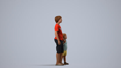 realistic 3D human boy casual kids, archviz people FBX OBJ for Blender, side view render