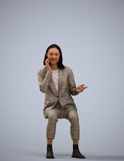 3D human model woman business, photogrammetry scanned person for archviz