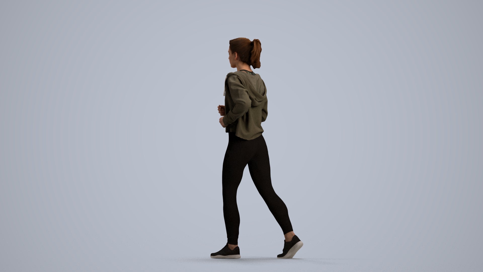 3D scanned woman sport, photorealistic archviz people for Enscape and SketchUp, front view render