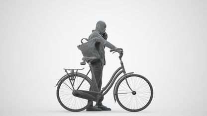 realistic 3D people man business cycling, render-ready for V-Ray and Corona, FBX OBJ, wireframe side view