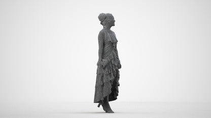photogrammetry 3D woman formal formalaffairs, realistic human model archviz FBX, wireframe side view