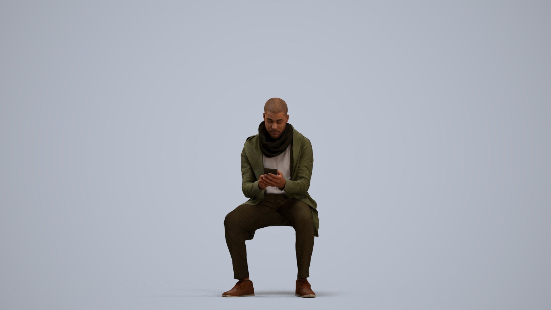 realistic 3D man casual sitting, scanned archviz people for Blender and 3ds Max, standing pose render