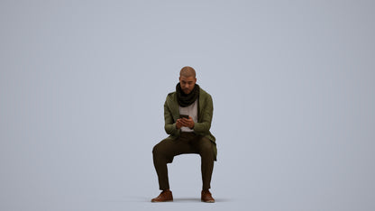 realistic 3D man casual sitting, scanned archviz people for Blender and 3ds Max, standing pose render