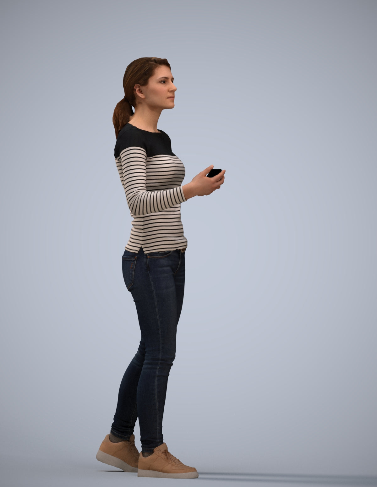 realistic 3D people woman casual walking, render-ready for V-Ray and Corona, FBX OBJ