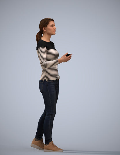 realistic 3D people woman casual walking, render-ready for V-Ray and Corona, FBX OBJ