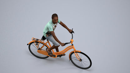 scanned 3D boy casual cycling, photogrammetry people for Enscape and V-Ray, back view render