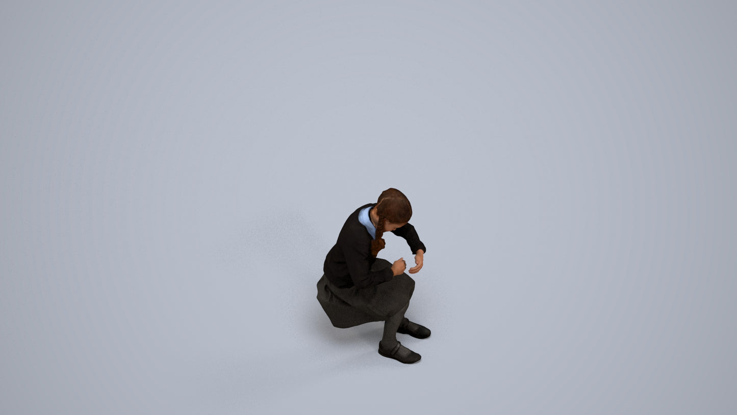 realistic 3D woman kids, scanned archviz people for Blender and 3ds Max, back view render