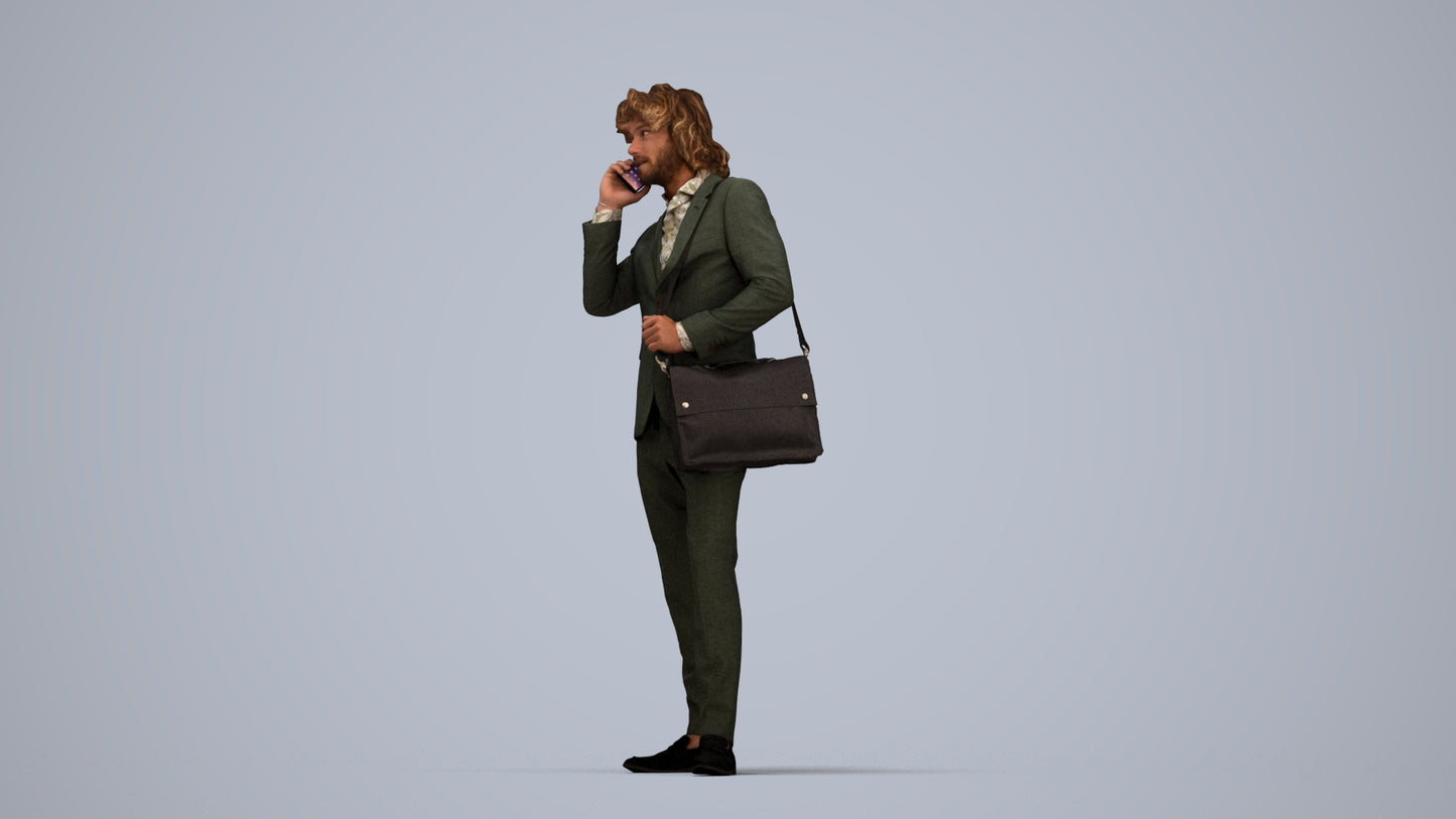 3D scanned man business, photorealistic archviz people for Enscape and SketchUp, top-down view render