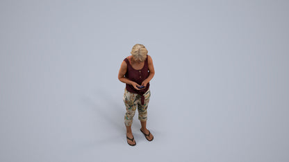 scanned 3D senior woman standing, photogrammetry people for Enscape and V-Ray, back view render