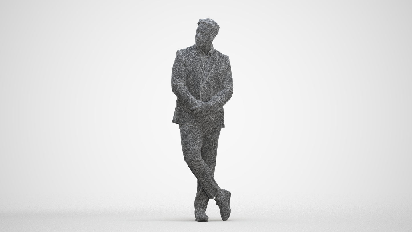 realistic 3D man business, scanned archviz people for Blender and 3ds Max, three-quarter front view render