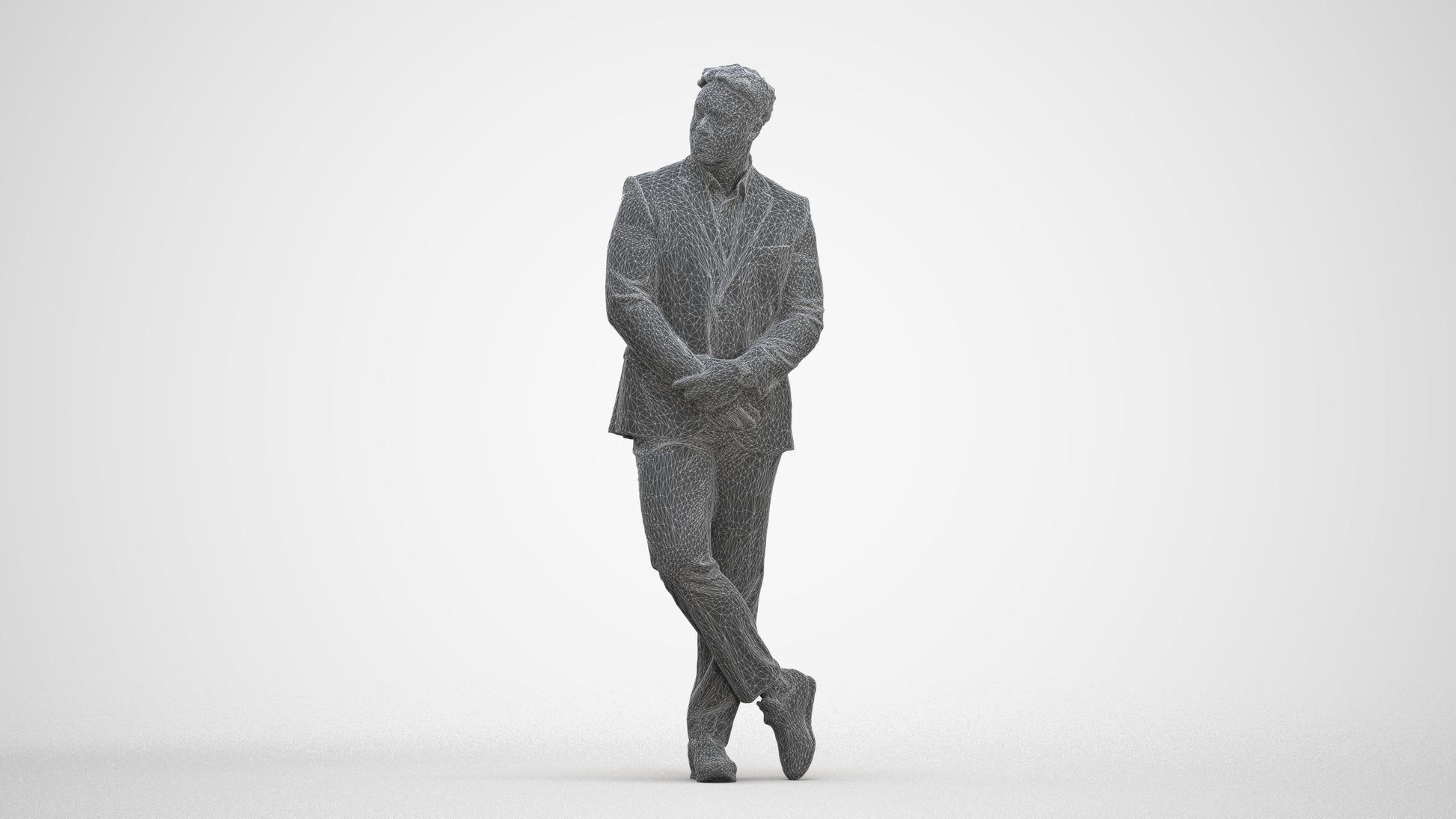 realistic 3D man business, scanned archviz people for Blender and 3ds Max, three-quarter front view render