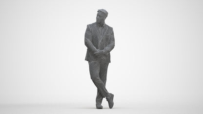 realistic 3D man business, scanned archviz people for Blender and 3ds Max, three-quarter front view render