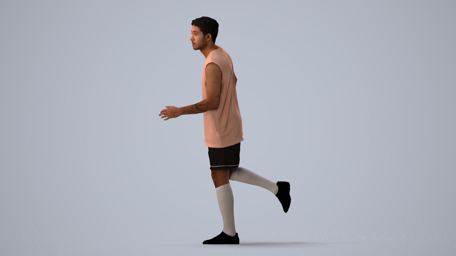 realistic 3D people man sport, render-ready for V-Ray and Corona, FBX OBJ, three-quarter view render