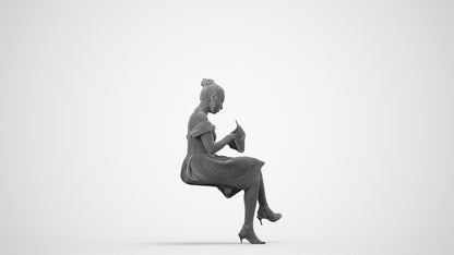 realistic 3D woman formal formalaffairs, scanned archviz people for Blender and 3ds Max, wireframe side view