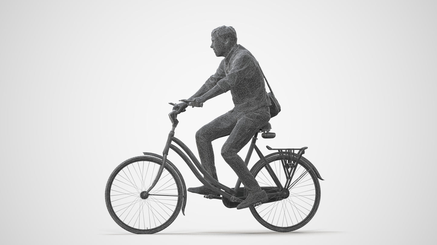 3D people model man casual cycling, scanned human for 3ds Max rendering, square thumbnail