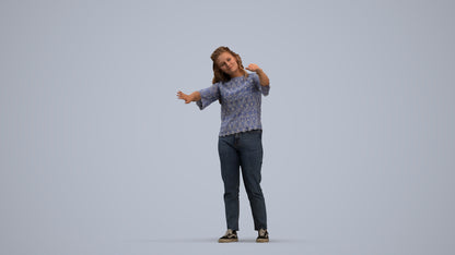 realistic 3D woman casual standing, scanned archviz people for Blender and 3ds Max, standing pose render