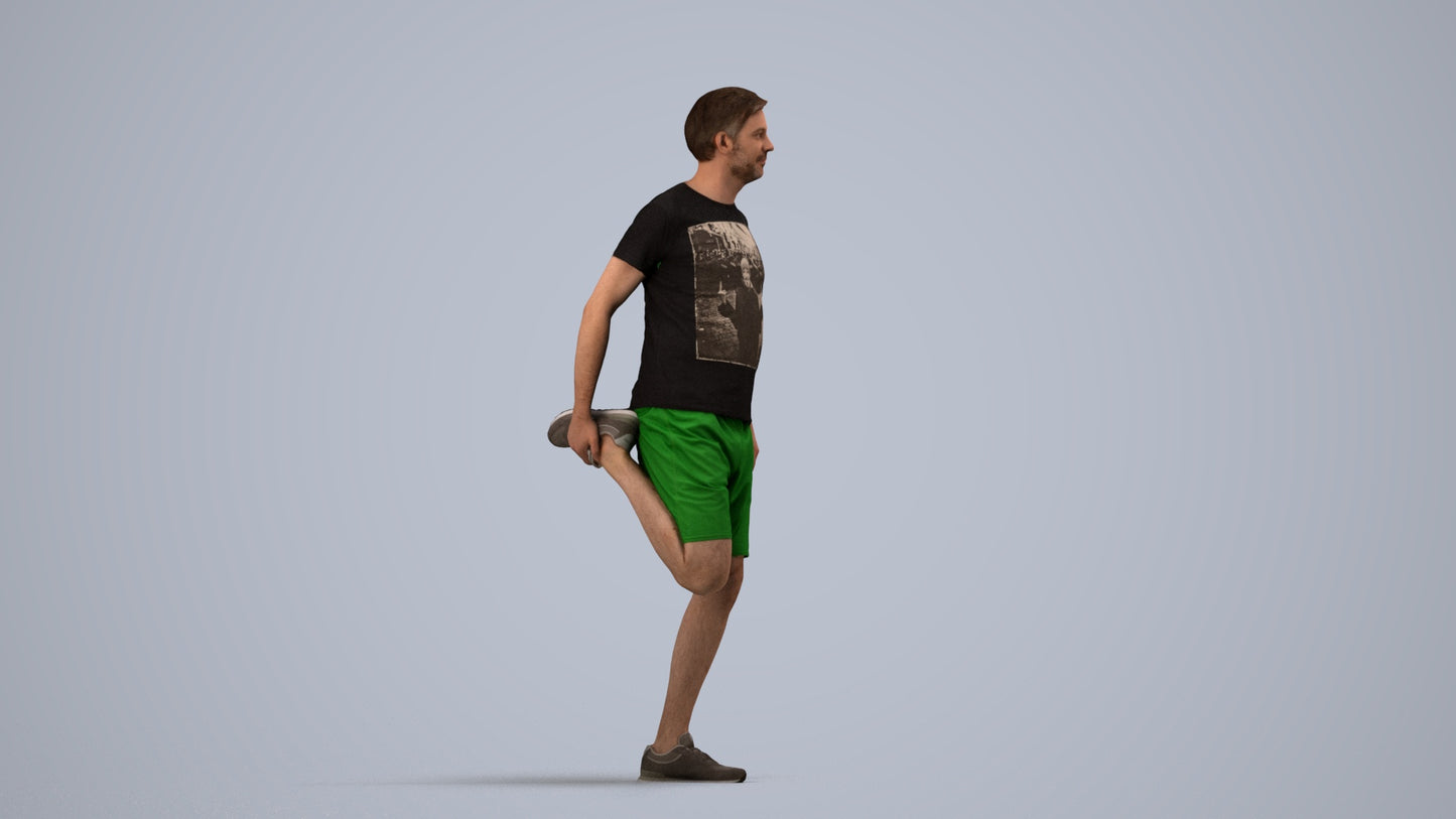 realistic 3D people man standing, render-ready for V-Ray and Corona, FBX OBJ, side view render