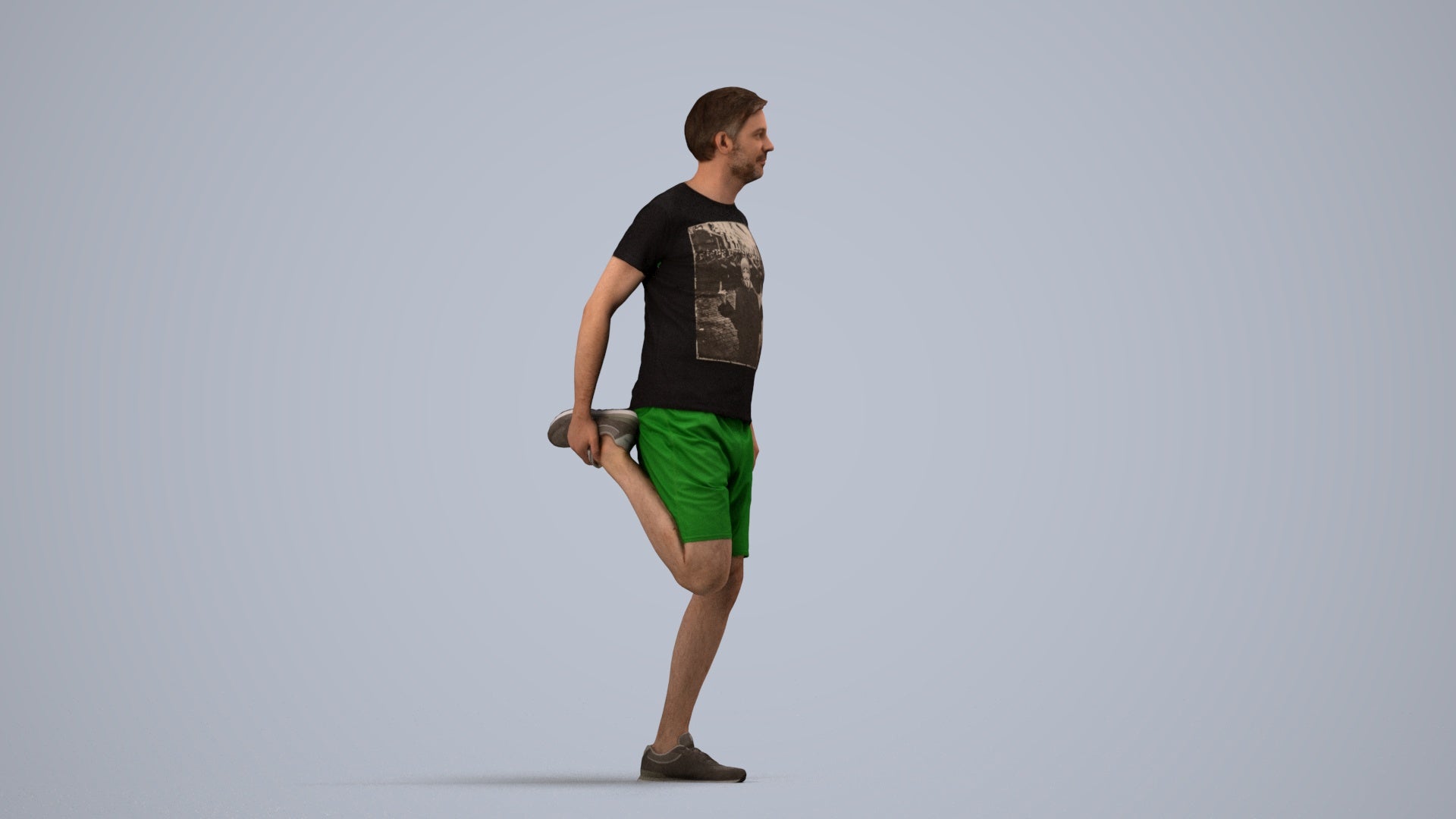 realistic 3D people man standing, render-ready for V-Ray and Corona, FBX OBJ, side view render
