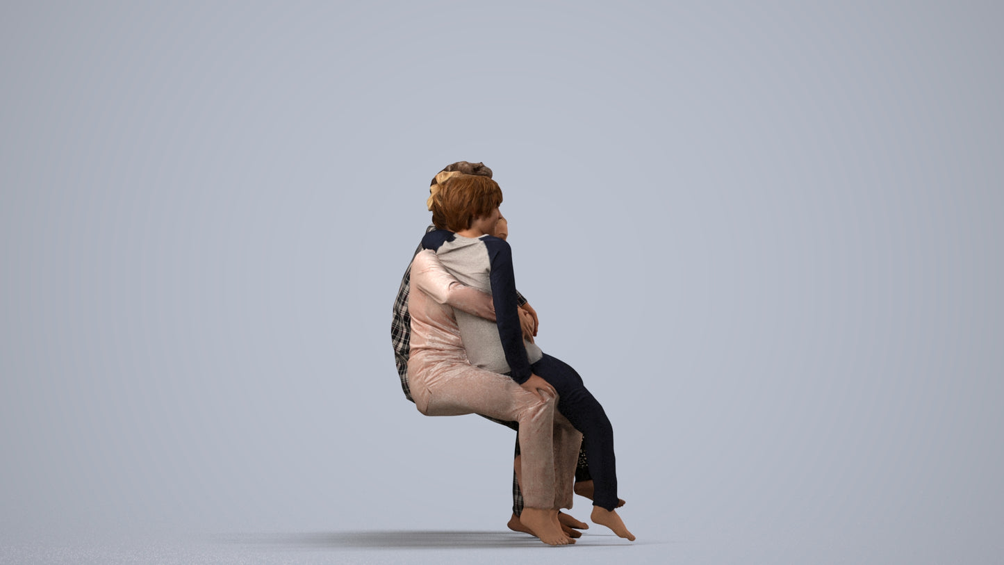 photogrammetry 3D girl casual kids, realistic human model archviz FBX, side view render