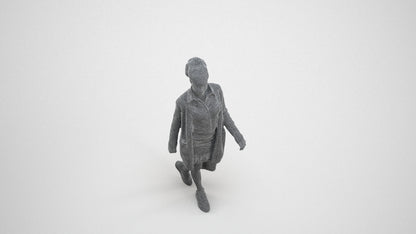 3D scanned woman walking casual, photorealistic archviz people for Enscape and SketchUp, wireframe three-quarter view