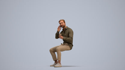 realistic 3D people man casual sitting, render-ready for V-Ray and Corona, FBX OBJ, standing pose render